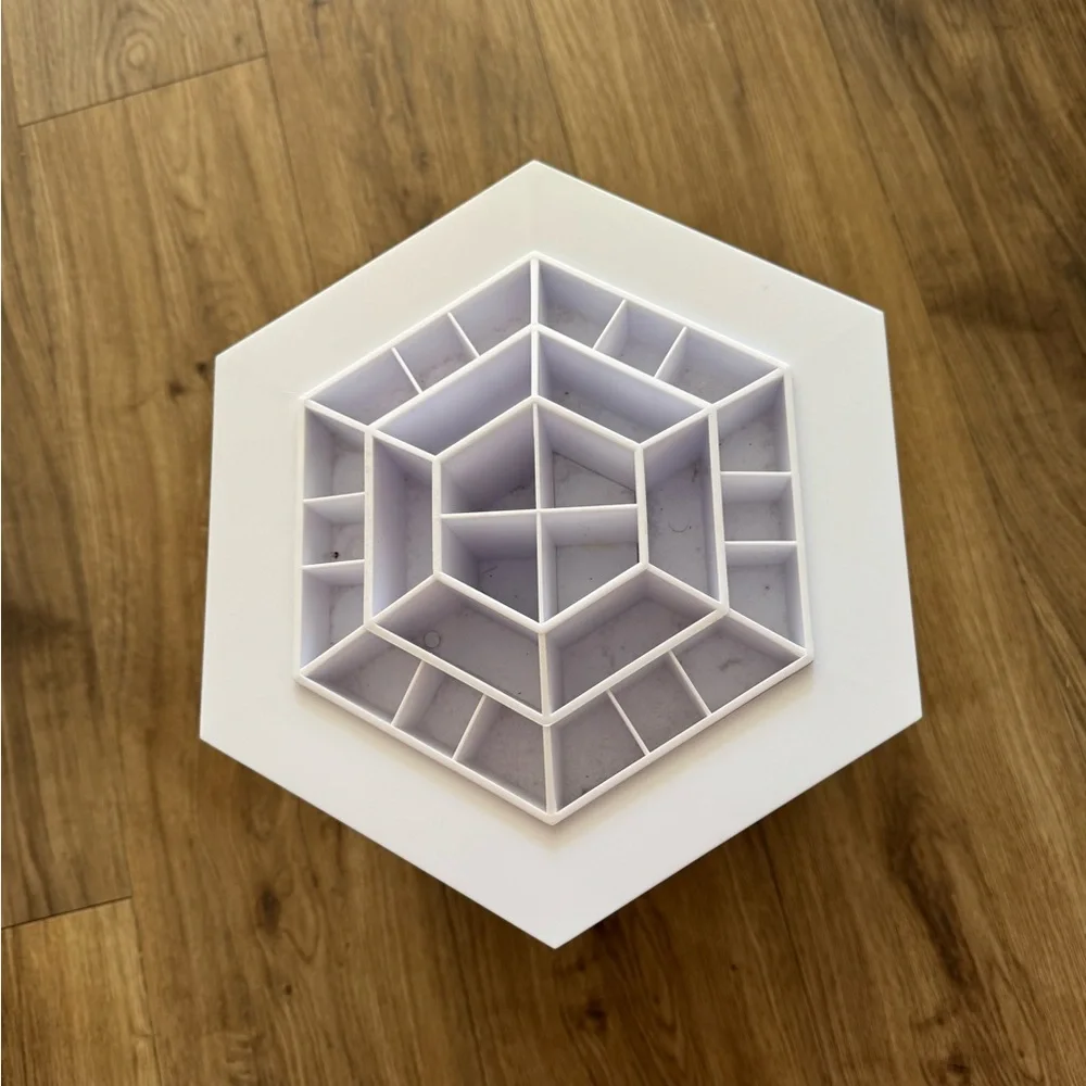 Rotating Hexagonal Makeup Organizer - White